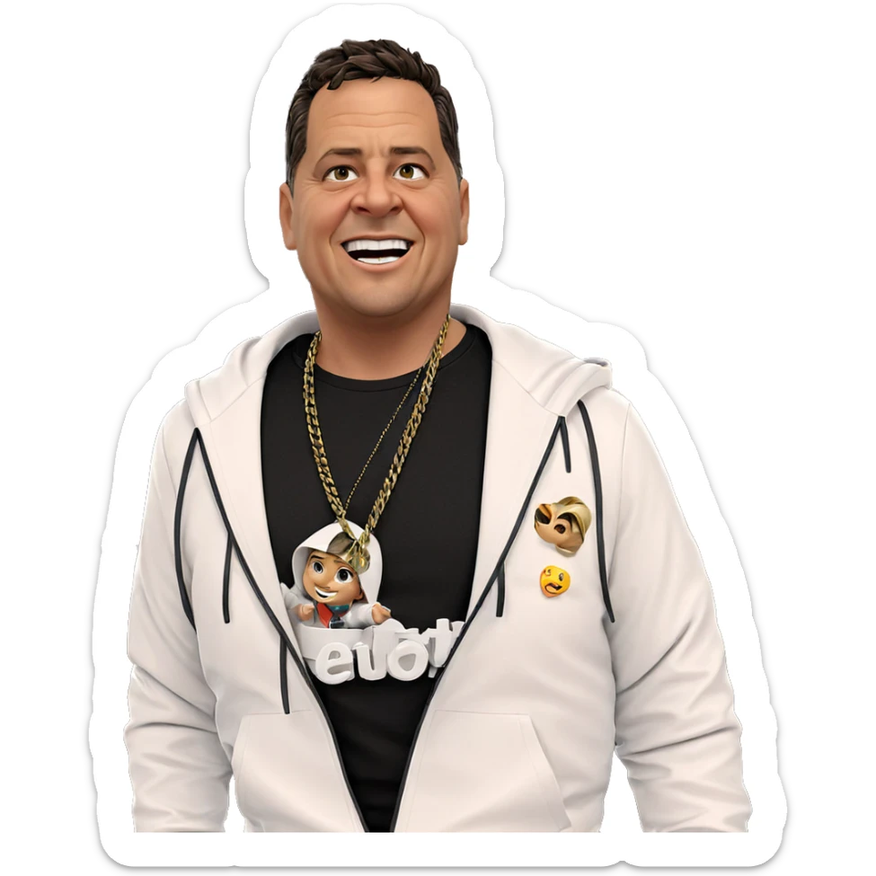 smiling boy in white jacket sticker