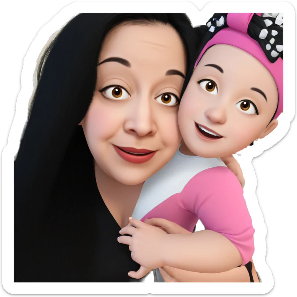 smiling girls with black hair sticker