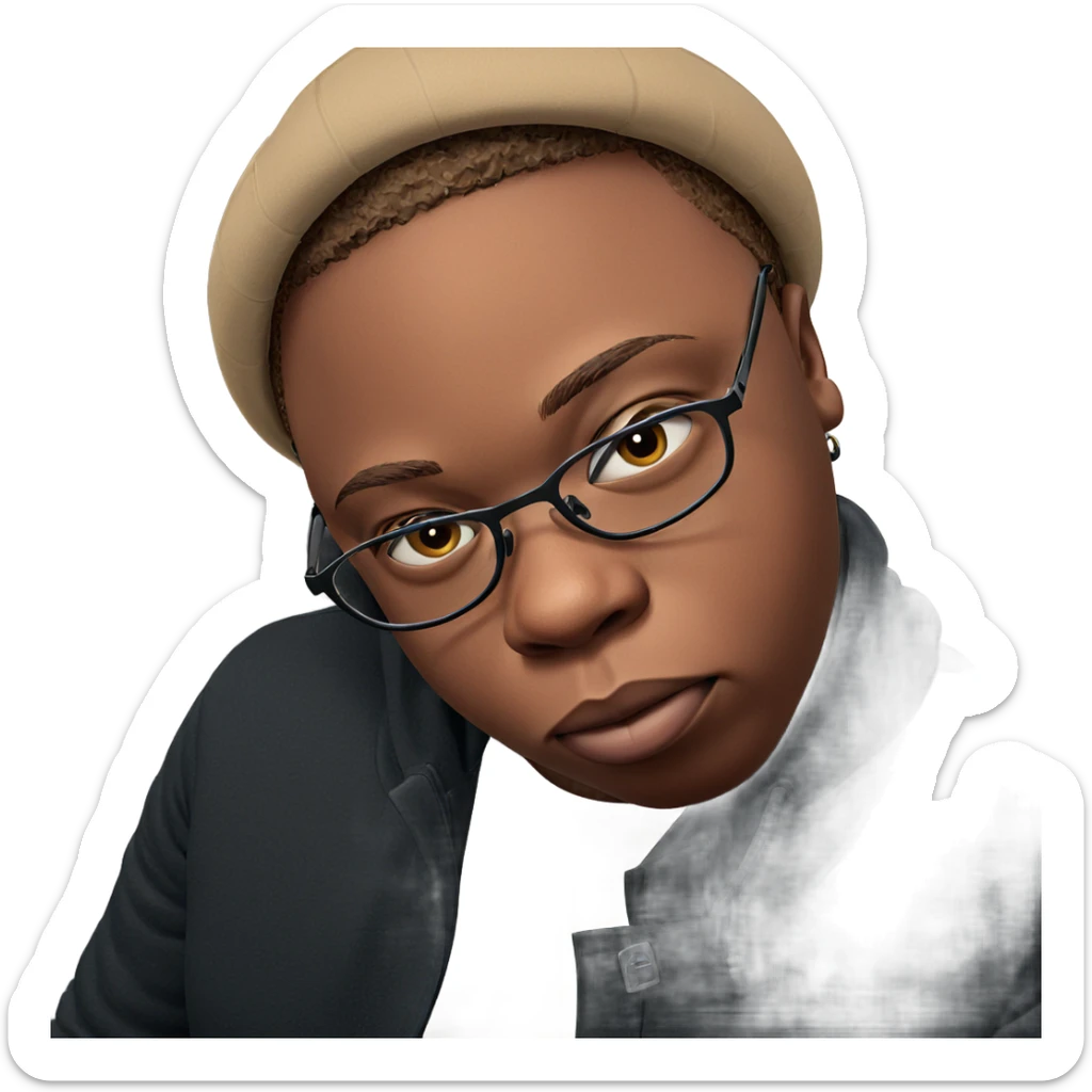 dark-skinned boy with glasses sticker
