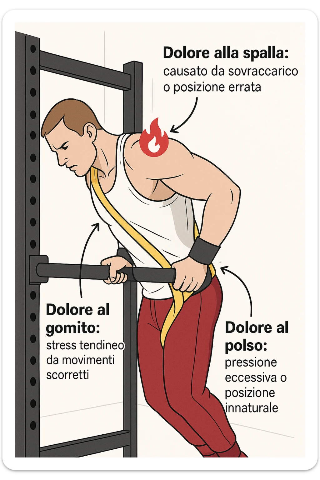 Dolore nel dip per errori di tecnica, facciamo capire bene i dolori in italiano sticker