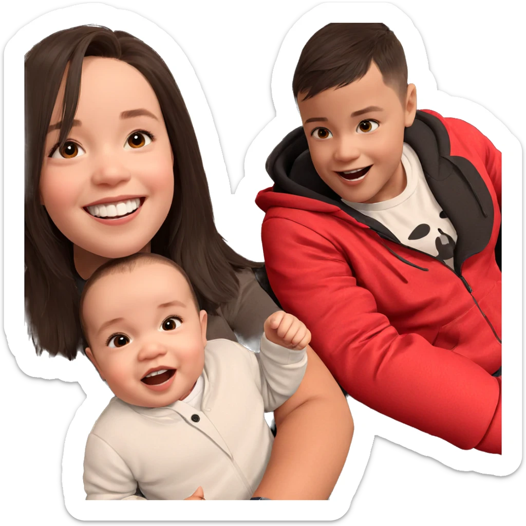 smiling girl with boys sticker