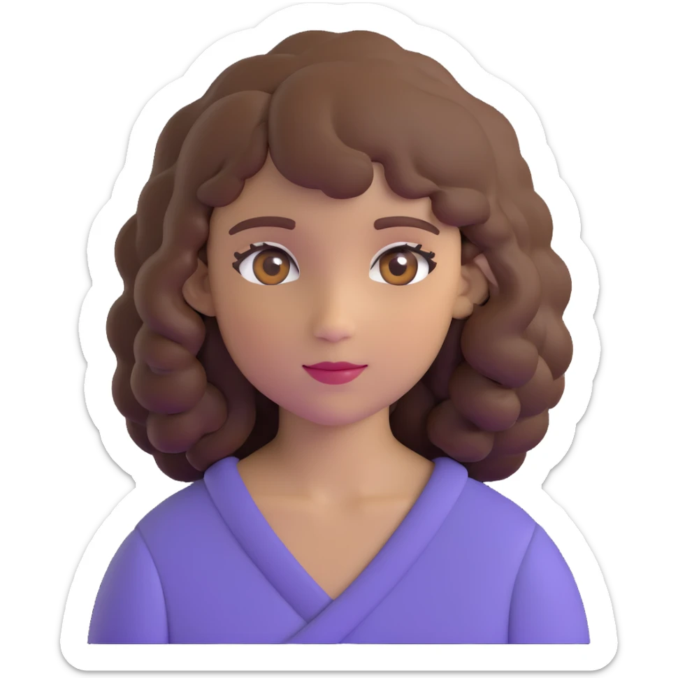 white girl with brown curly hair and brown eyes sticker