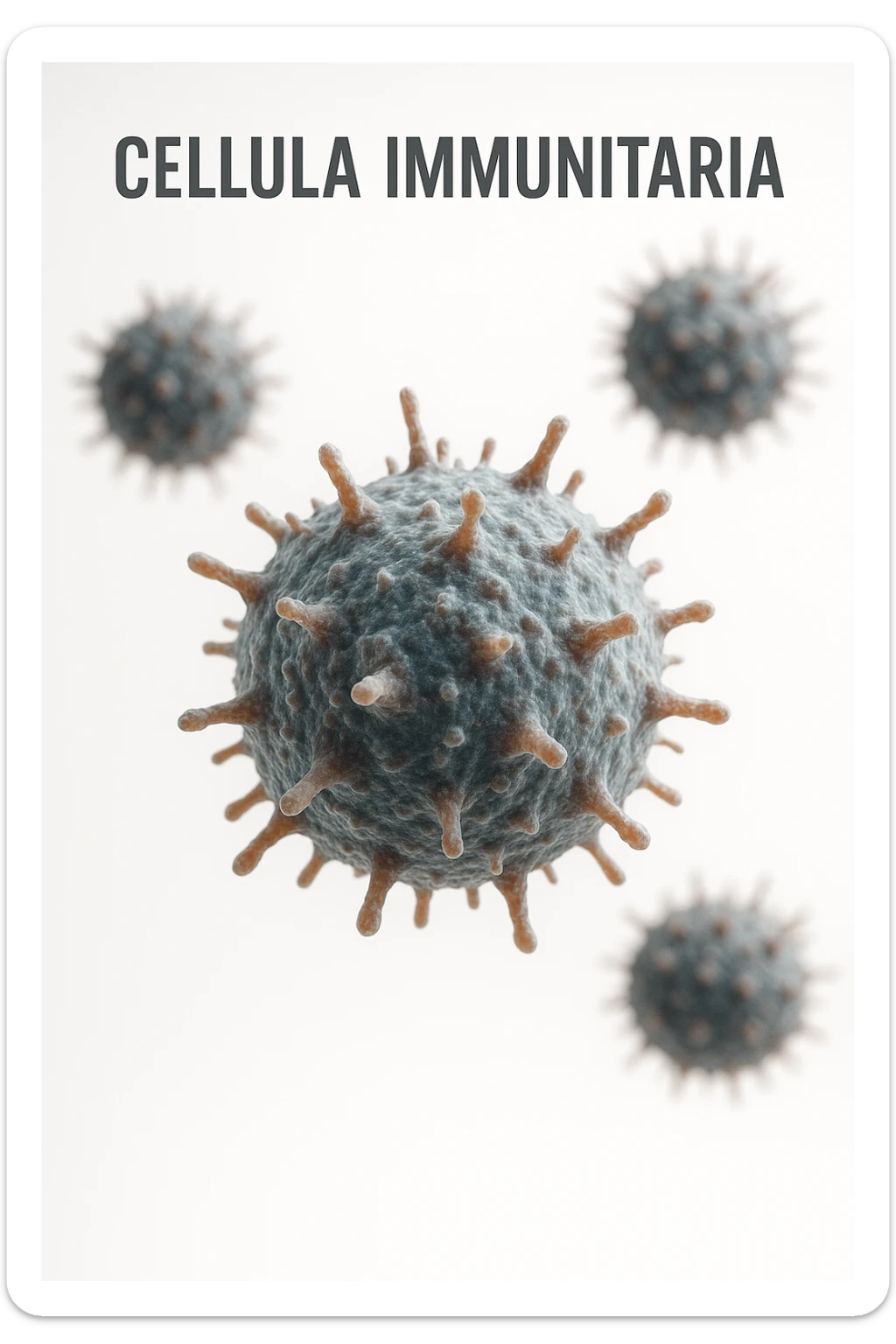 cellule immunitarie con la scritta "CELLULA IMMUNITARIA" SOPRA fluttuano in aria, realistico 4k sfondo bianco sticker