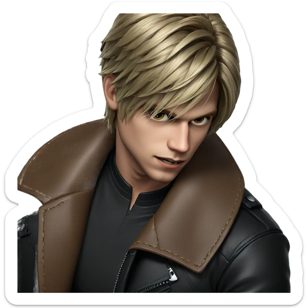 blonde boy in leather jacket sticker