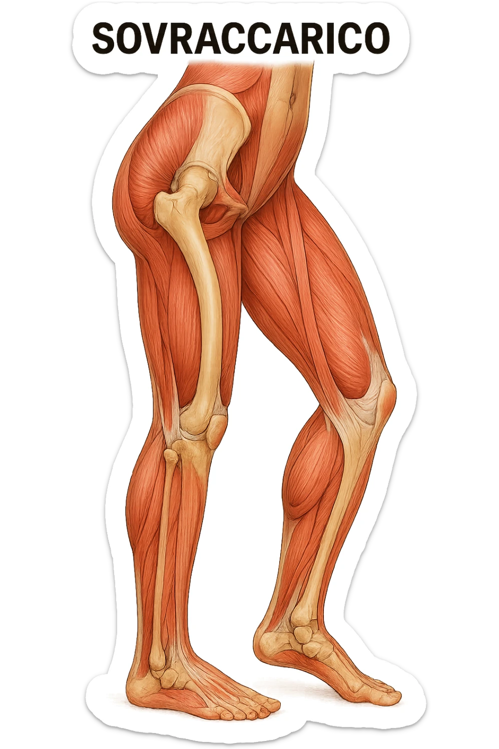 FOTO IDENTICAPRENDI SPUNTO DALLA FOTO E FAMMI A LIVELLO ANATOMICO LA GAMBA IN SOVRACCARICO sticker