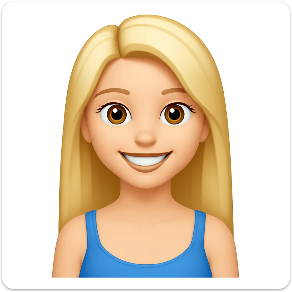 Make her hair much longer in the style of emoji (apple style emojis). Keep the emoji style look consistent. sticker
