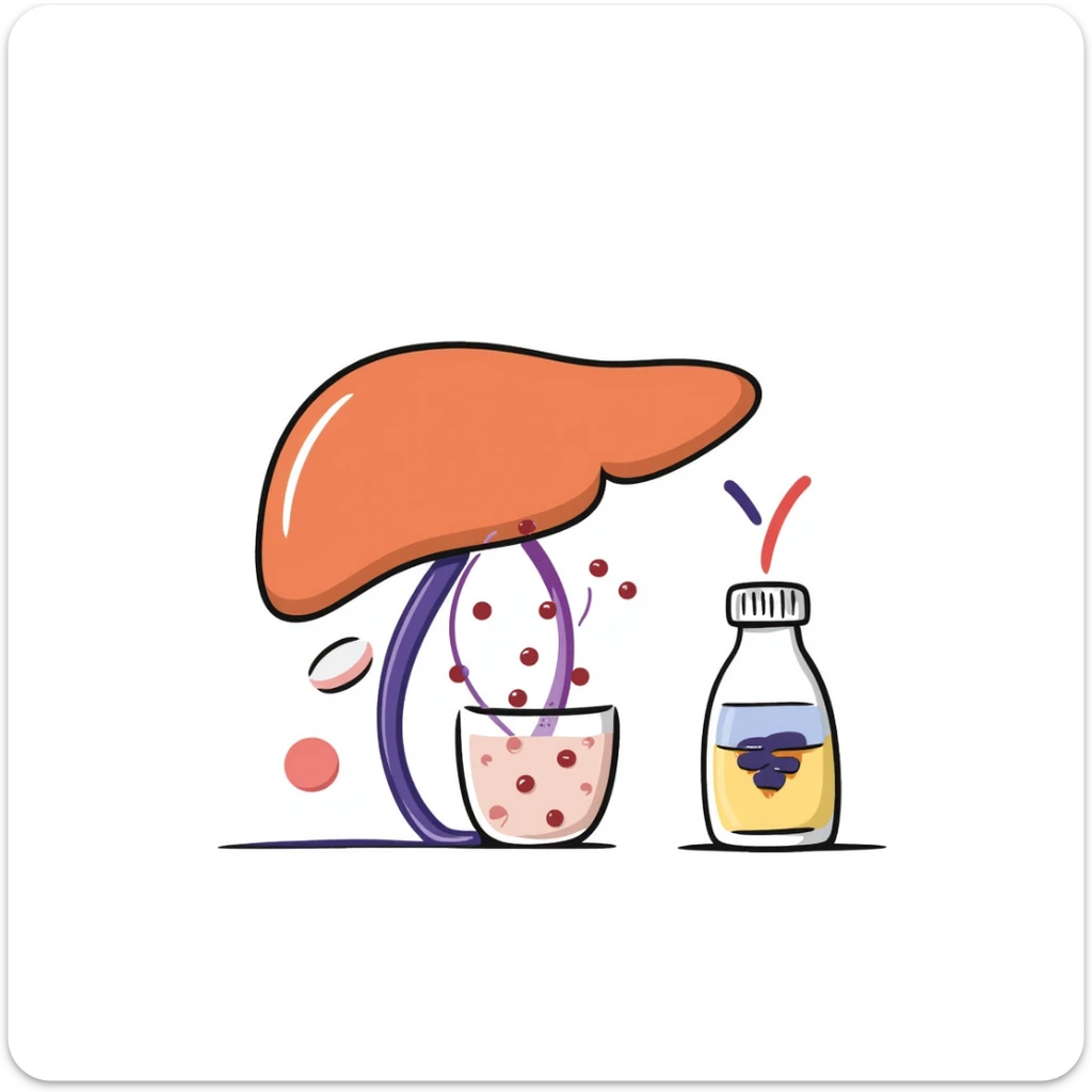 Anti-diabetic treatment diagram: orange liver, pink muscle cells, and yellow fat cells responding to blue anti-diabetic medication, with purple insulin pathways activated. Hand-drawn cross-section showing cellular absorption of red glucose particles and balanced blood sugar levels. sticker