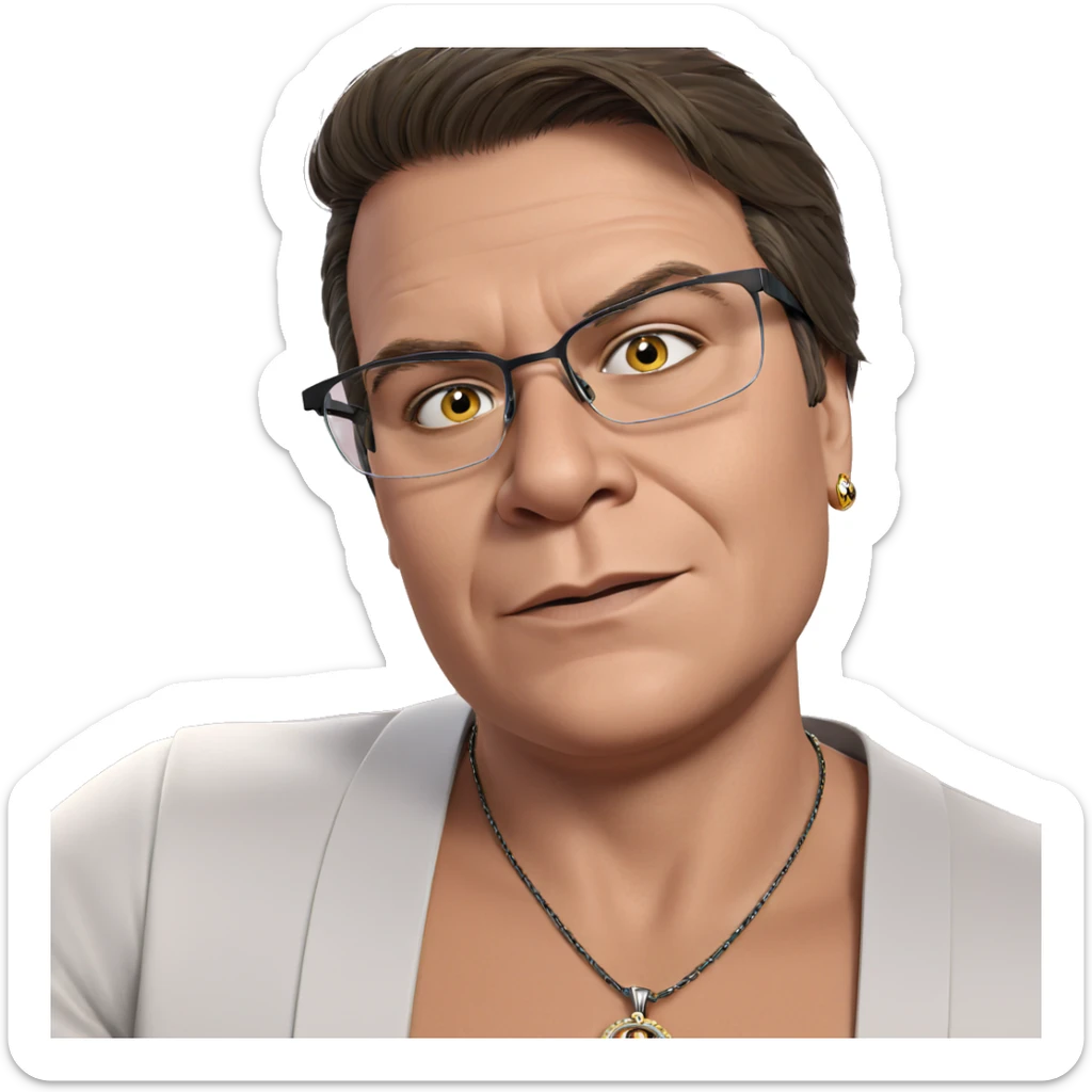 male portrait with jewelry sticker