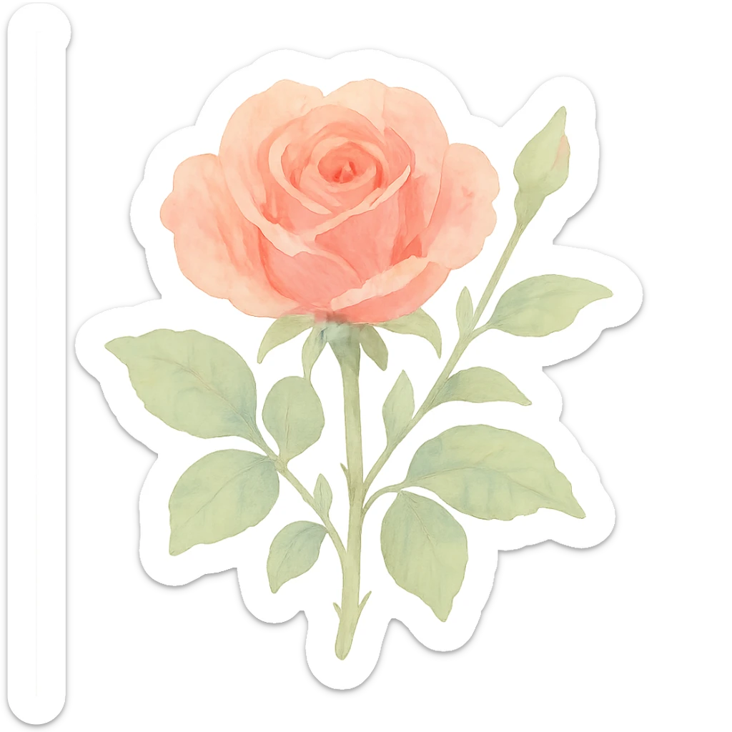 watercolor illustration of a rose, light brush strokes, pastel shades sticker