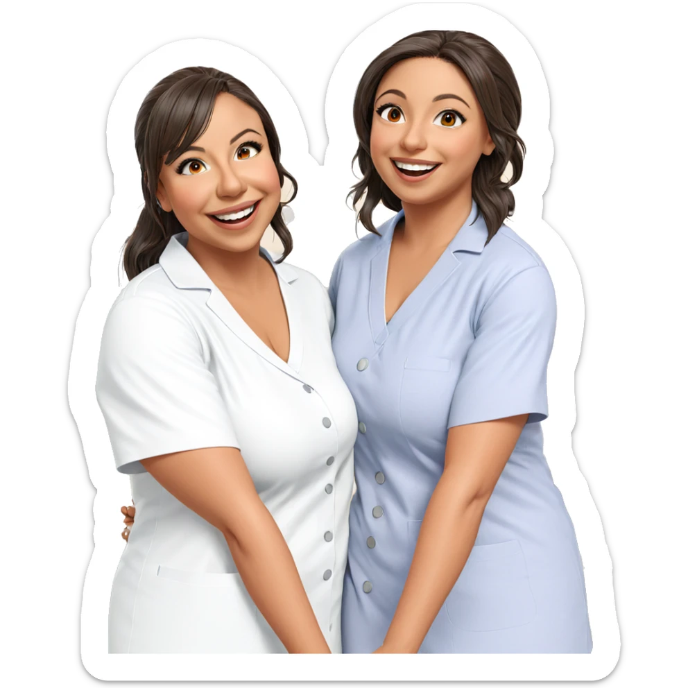 nurse girls sharing a smile sticker
