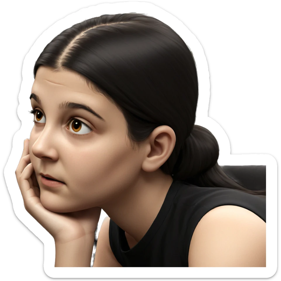 realistic portrait of girl resting sticker