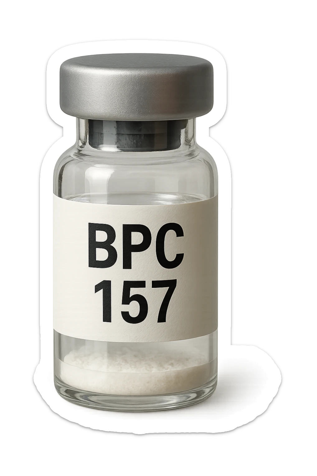 BOCCETTA DI FIALA MEDICA CON LA SCRITTA "BPC 157" SULL'ETICHETTA, iperrealistiche 4k sticker