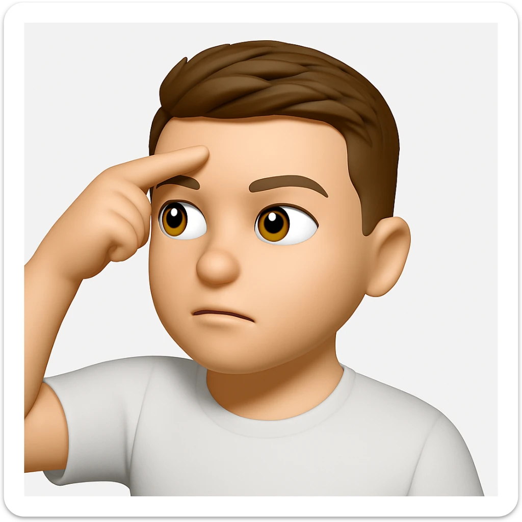 Based on these photos, make an emoji with facial features preserved, a man in a white T-shirt, looking into the distance sticker