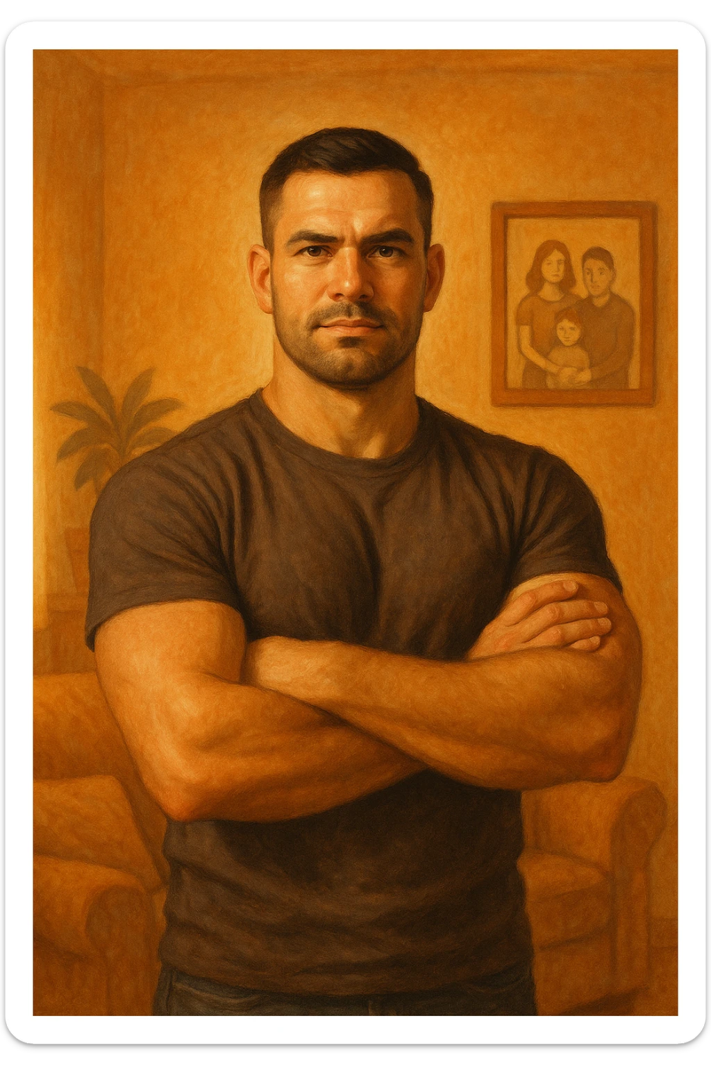 UOMO A BRACCIA CONSERTE CHE TRASMETTE PROTEZIONE PER LA SUA FAMIGLIA sticker