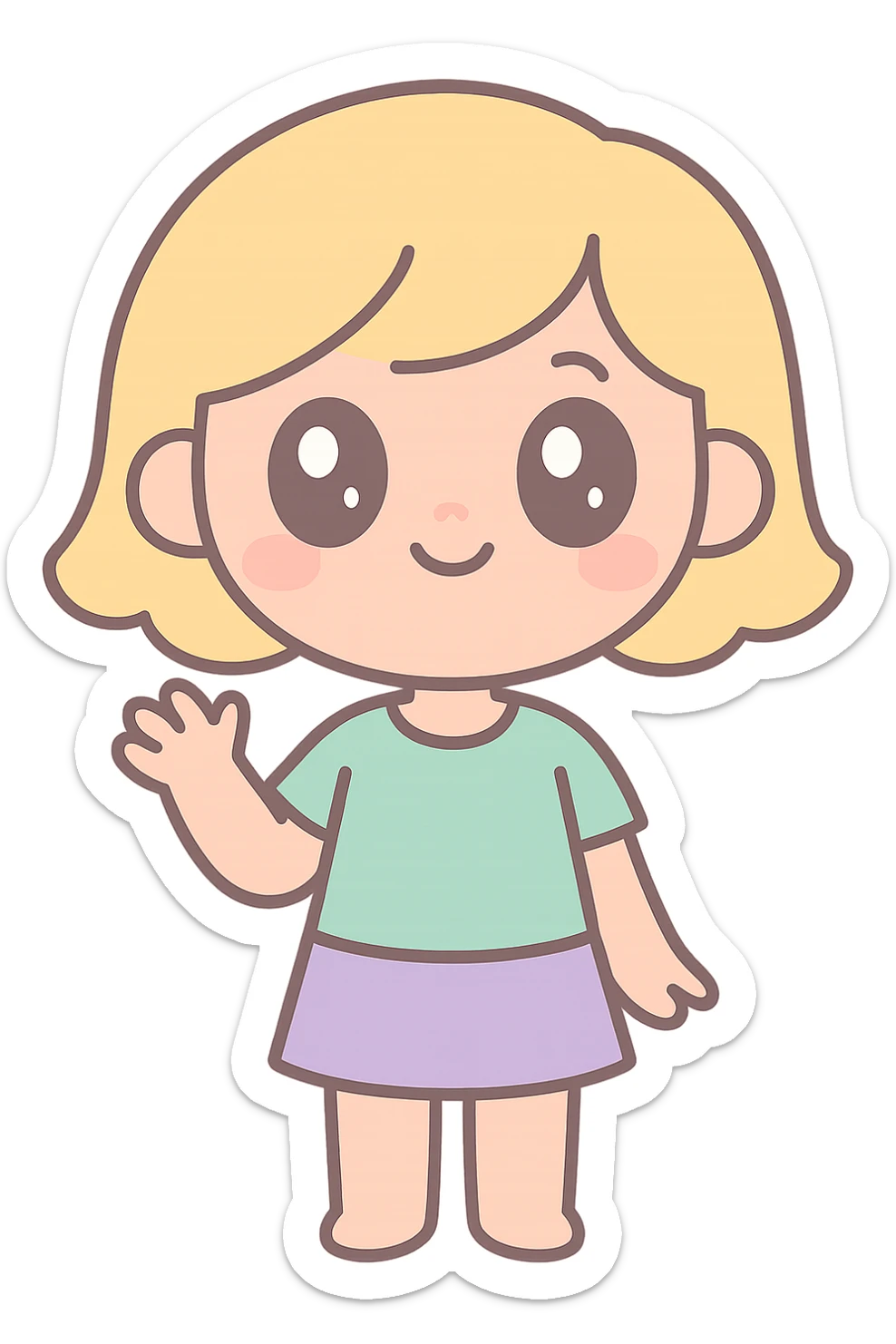 illustration of a blonde girl with short hair, character illustration style sticker