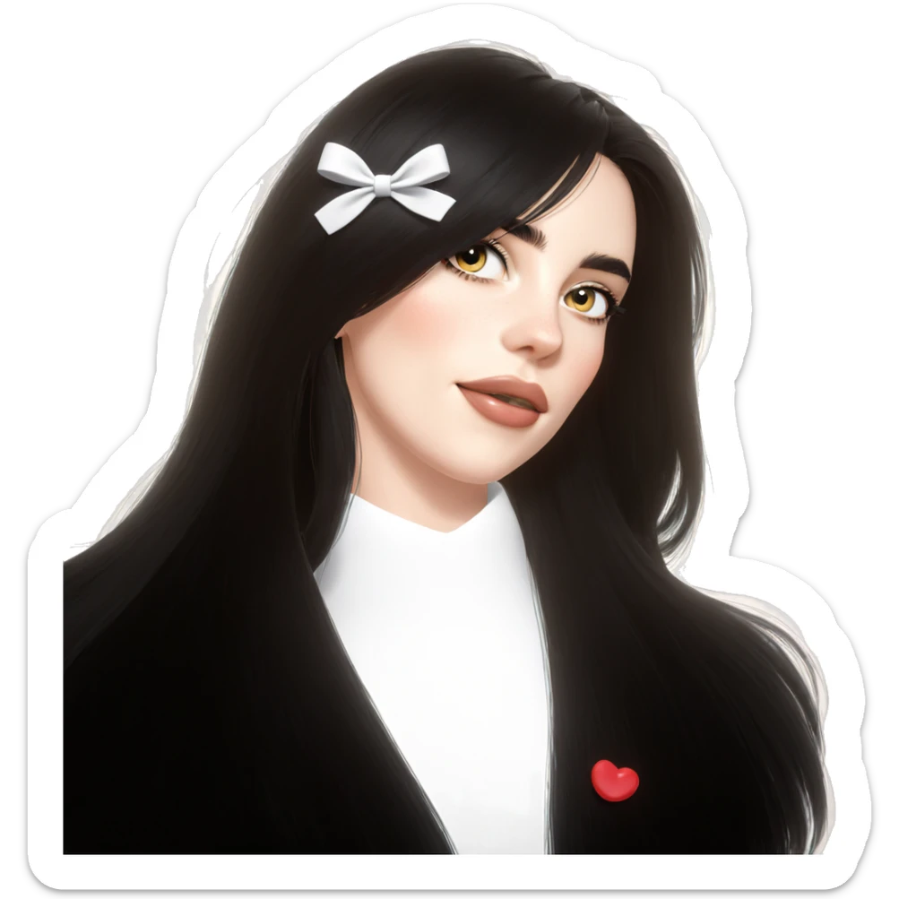 girl with long black hair sticker