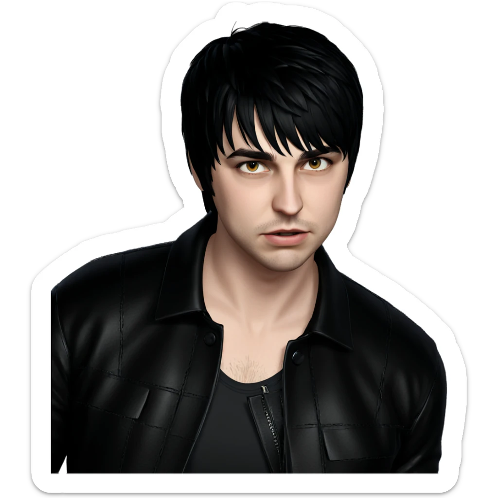 black haired boy in leather sticker