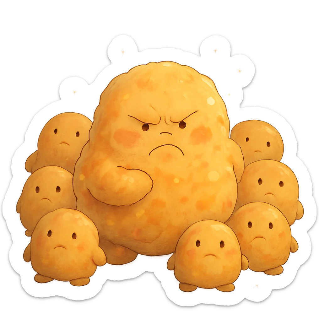 stubborn fat cells, ghibli style, soft details, magical atmosphere, warm colors sticker