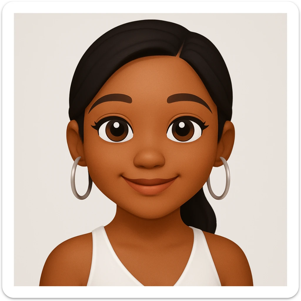 turn the second man in emoji style of the 1st image, match the facial features and match dressing style of the 2nd image, she is wearing white tank top lose sticker