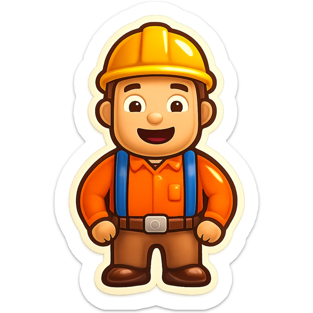 Add a shirt and trousers to the average build man emoji, keep the style and happy expression, no background. sticker