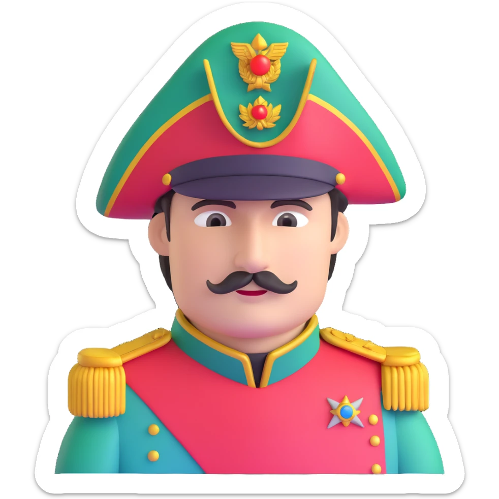 tomato wearing Napoleon Bonaparte's bicorne hat and military officer uniform sticker