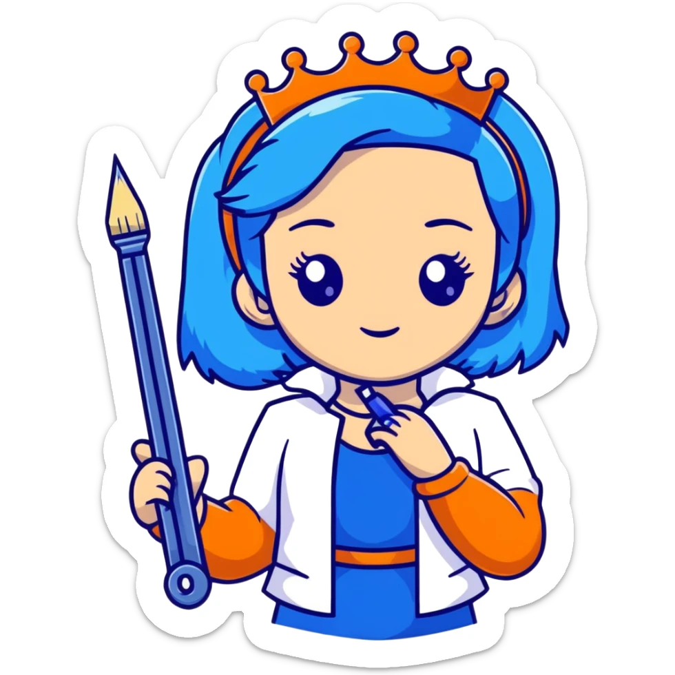 Evie from Descendants, blue hair, royal princess style, fashion designer sticker