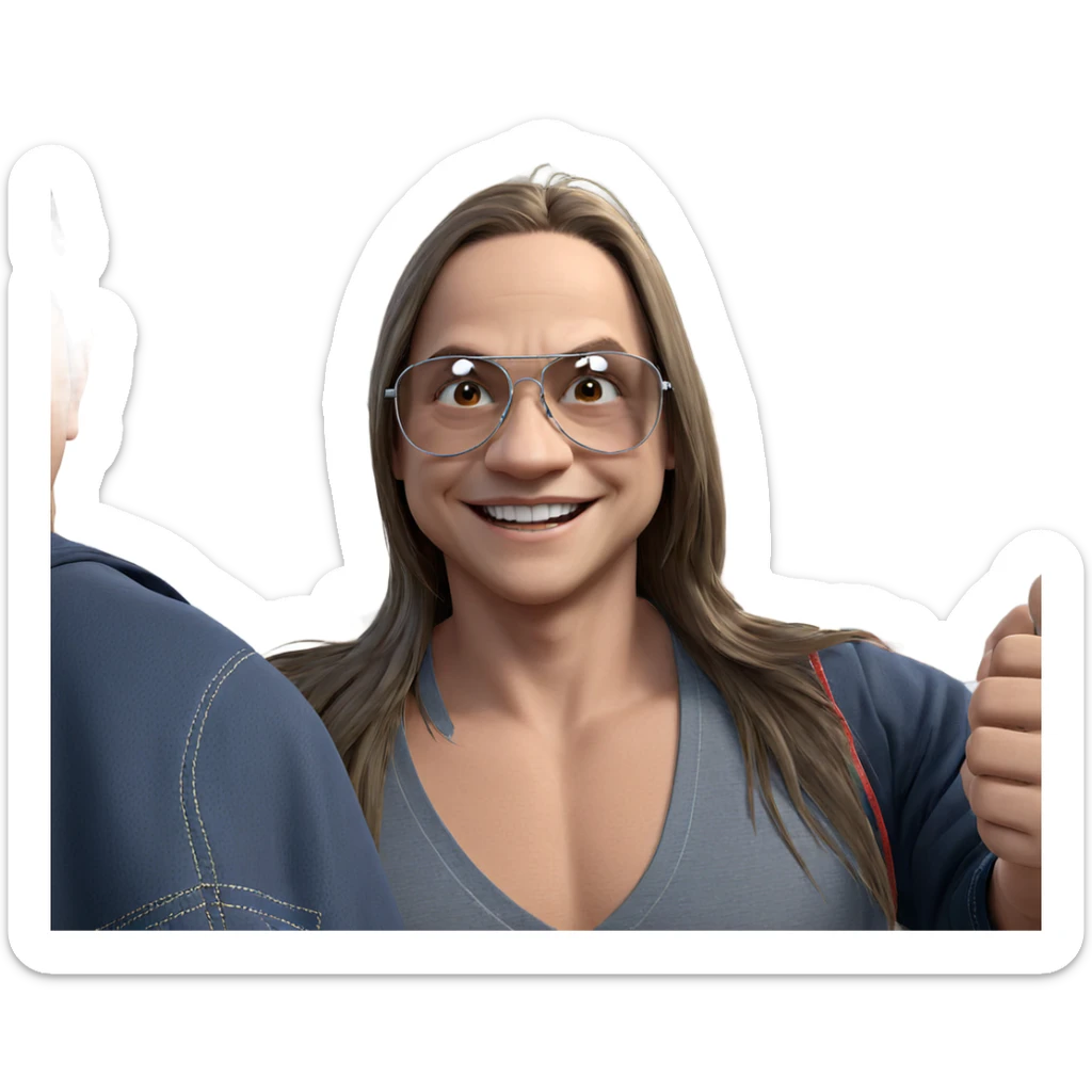 boy with long hair smiling sticker