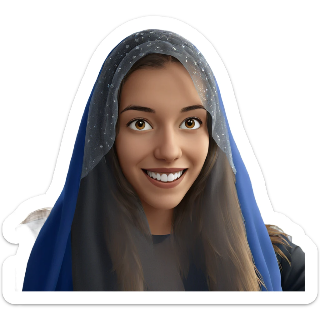 smiling woman in veil sticker