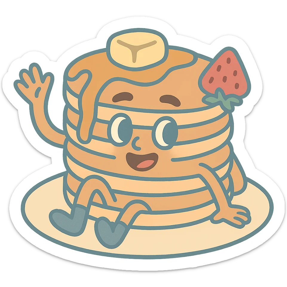 aesthetic pancake, stylish, clean shapes, muted tones, Instagram-worthy sticker