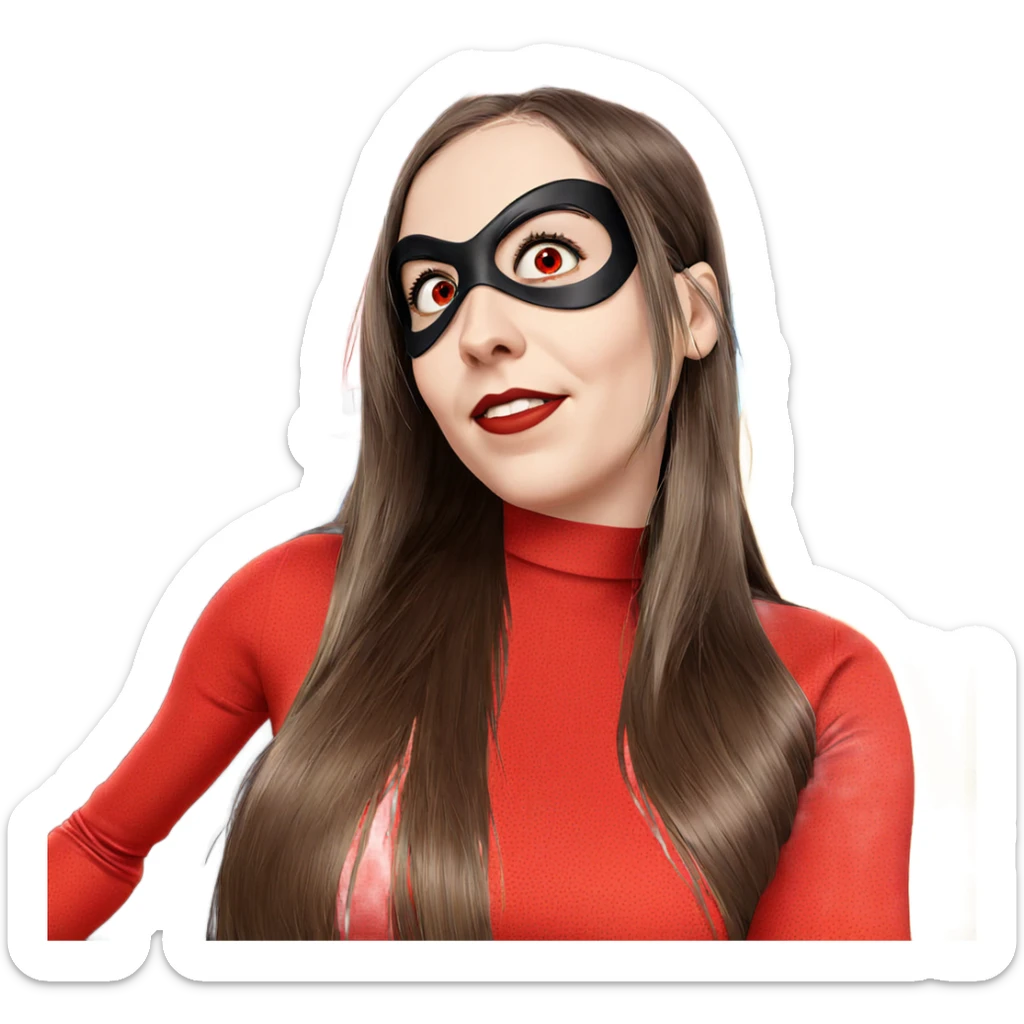 superhero girl with red eyes sticker