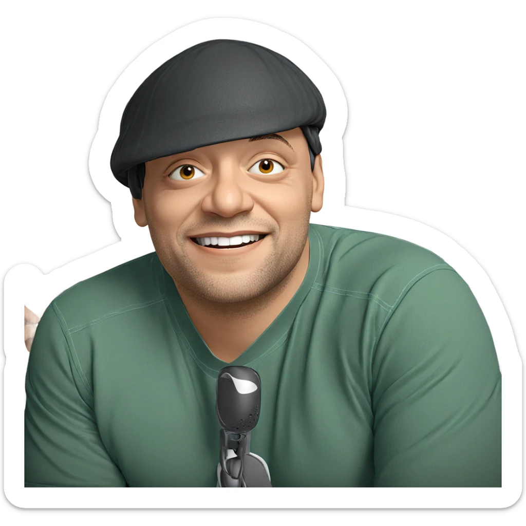 smiling boy with fan sticker