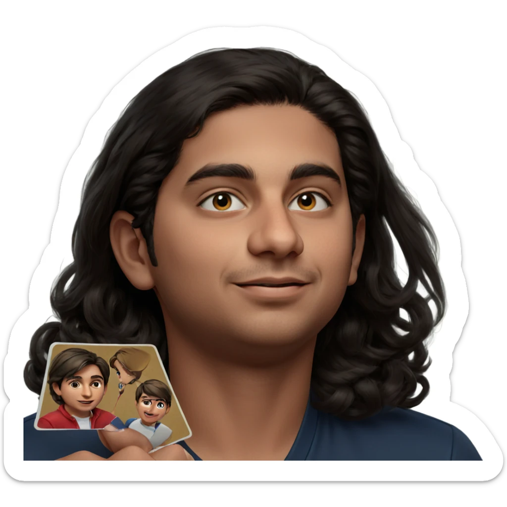 male portrait with card sticker