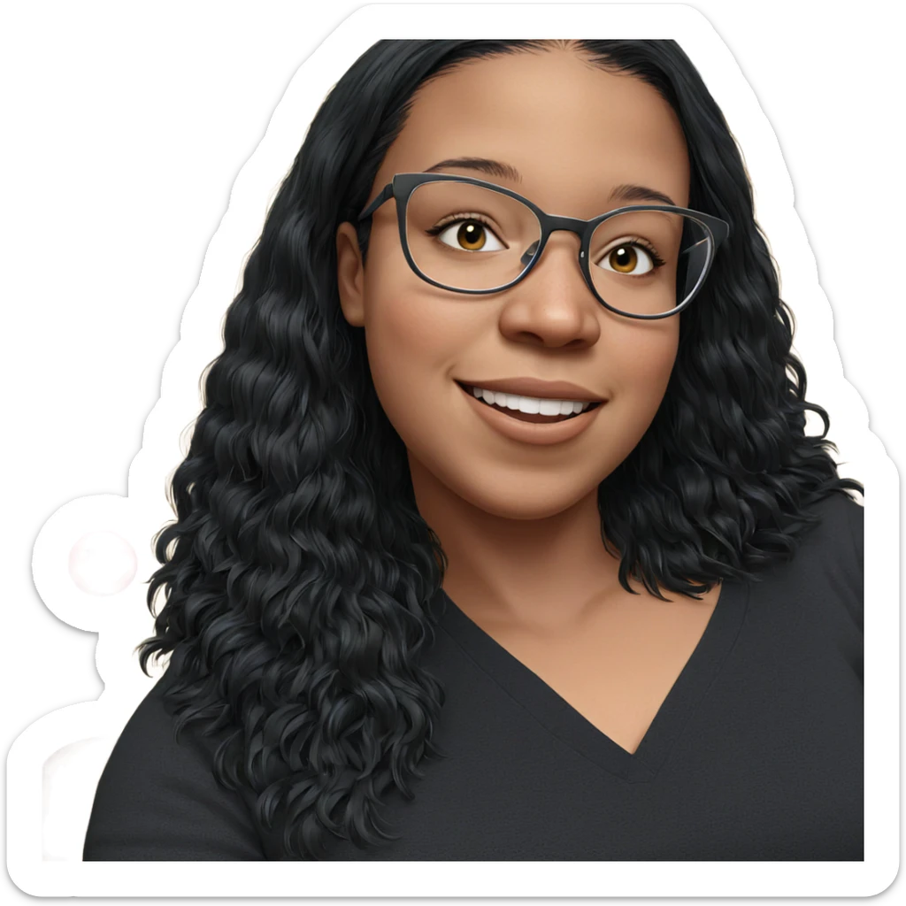 smiling girl with black hair sticker