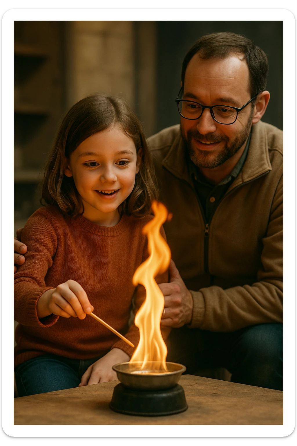 a child playing with fire sticker