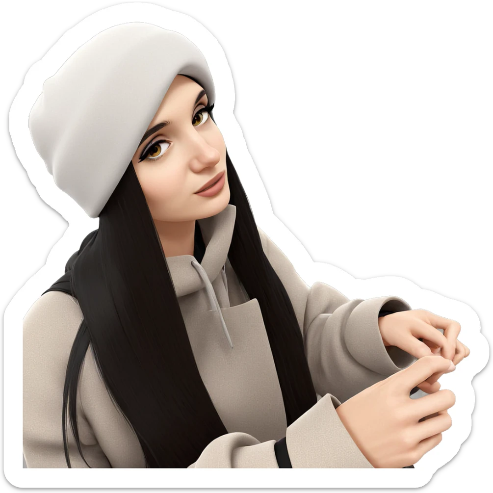 dreamy girl with black hat sticker