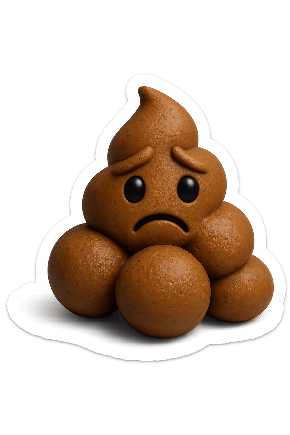 EMOJI STILE IPHONE 3D DI UNA MONTAGNETTA DI FECI A PALLINE CON ESPRESSIONE TRISTE, IPERREALISTICO 4K sticker