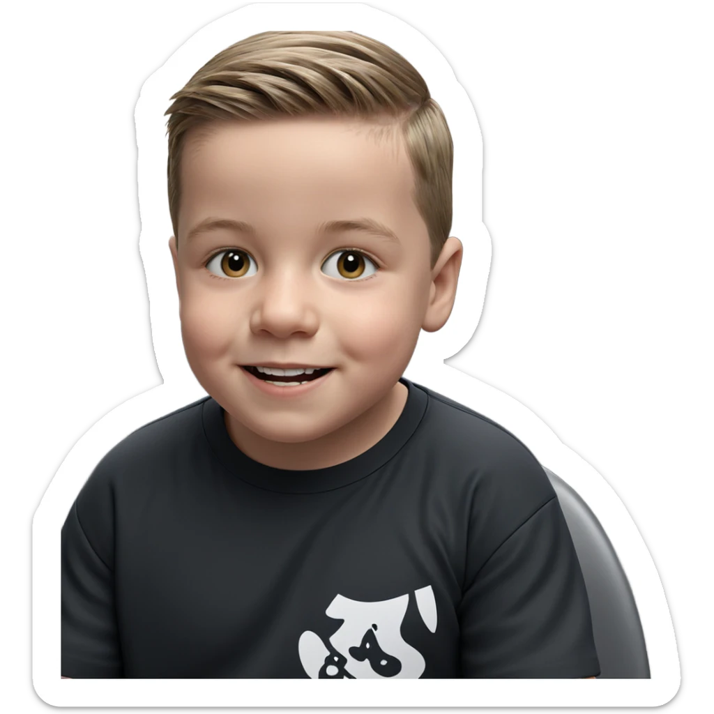boy in black shirt smiling sticker