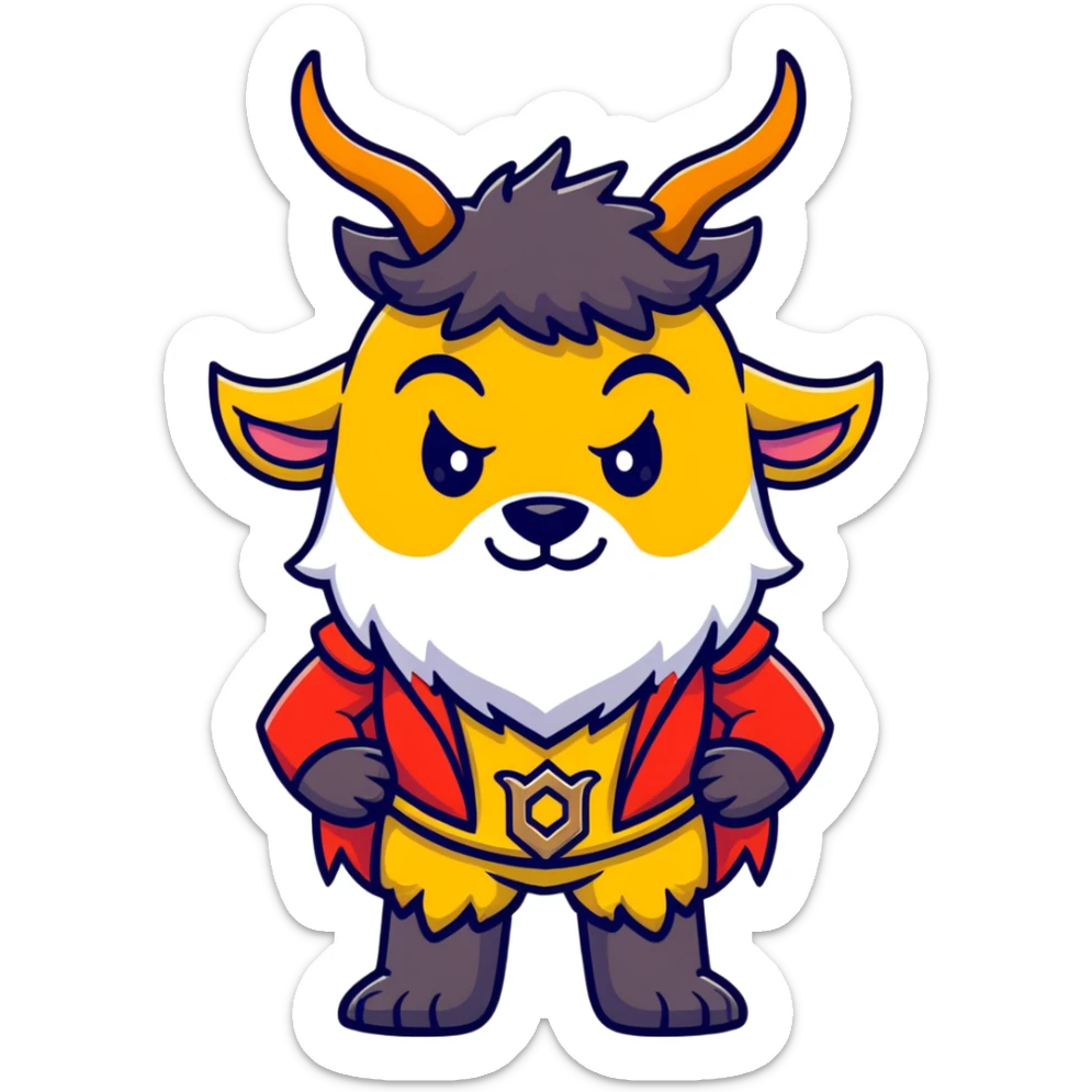 Beast from Beauty and the Beast with human-like mouth and facial expression, still with horns and fur, wearing prince outfit sticker