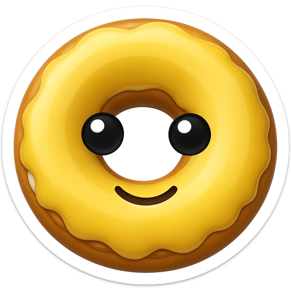 Add a cute smiling face to the banana in the style of apple emojis, keep the emoji style consistent, with no background. sticker