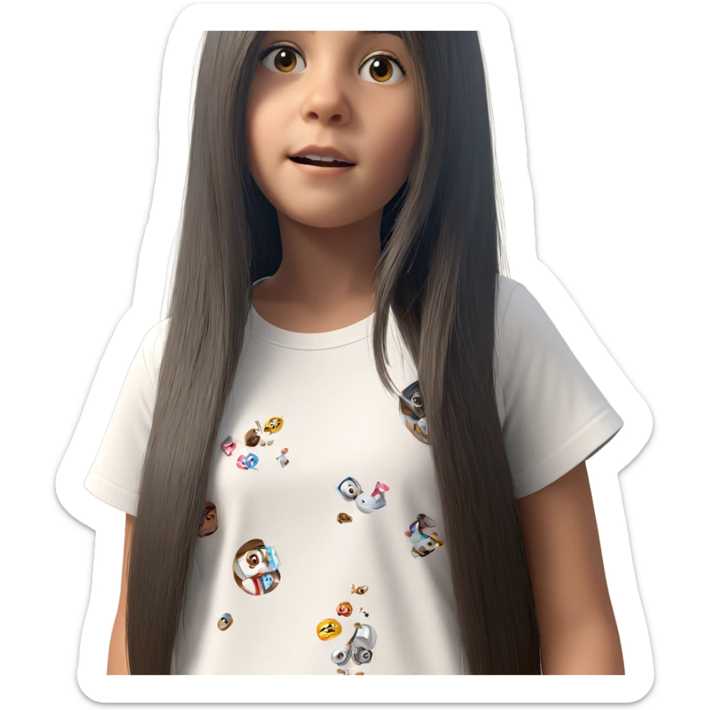 realistic girl in white shirt sticker