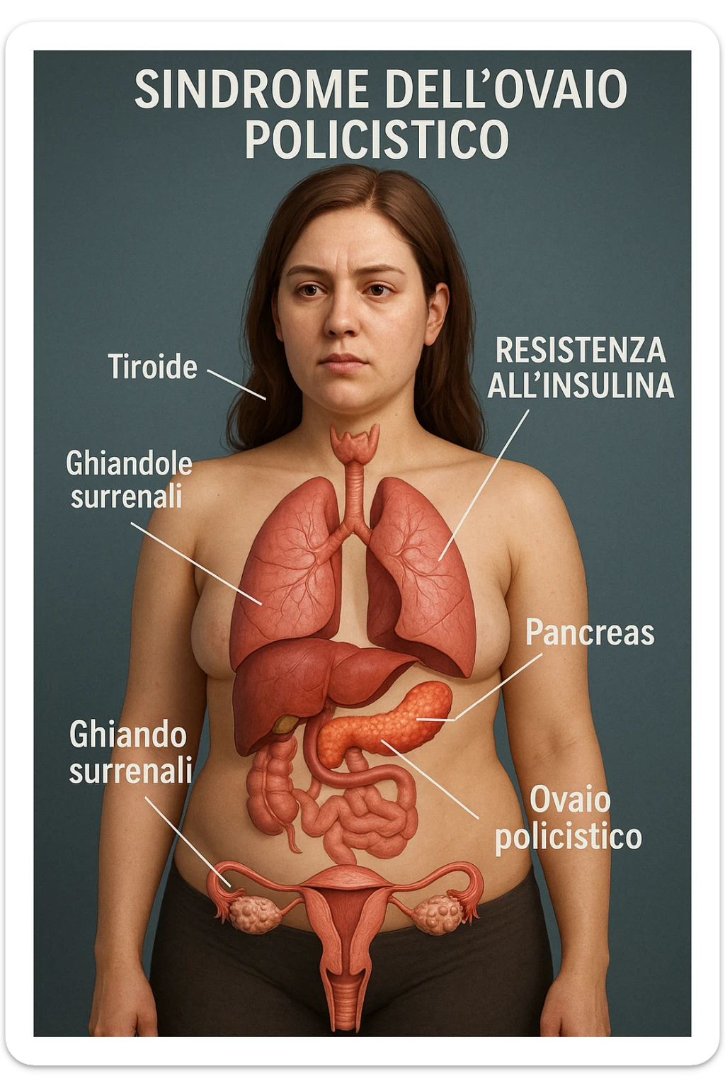 Donna con insulina fuori controllo  in 3D immagine medica donna pcos in italiano sticker