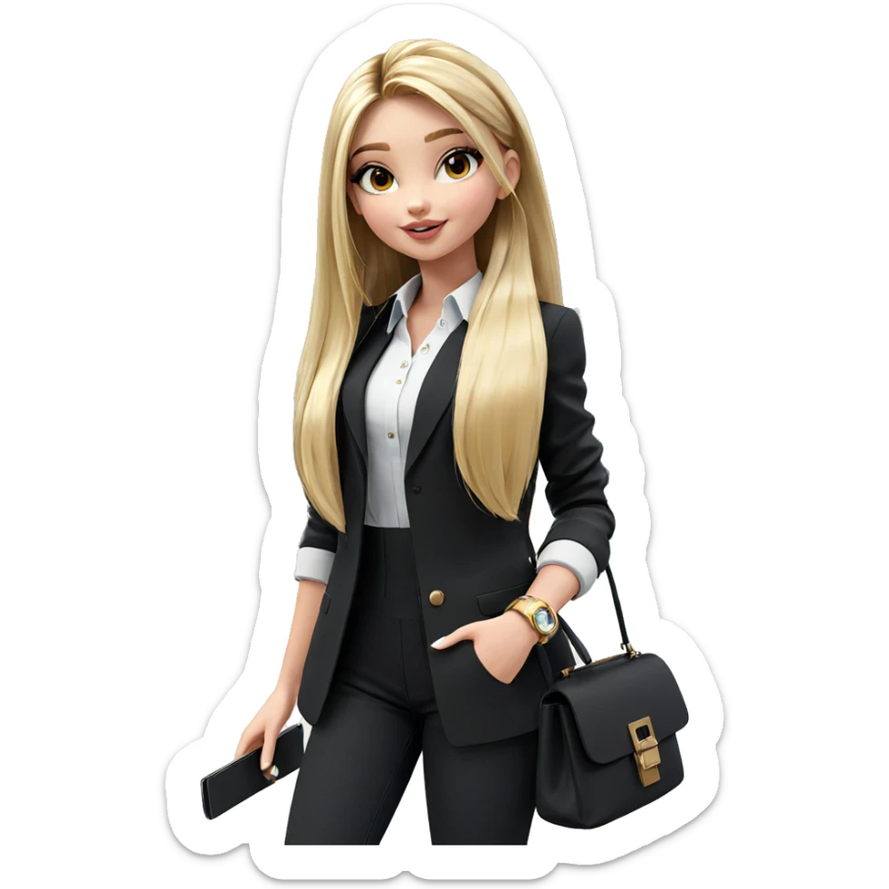 smiling girl in cityscape sticker