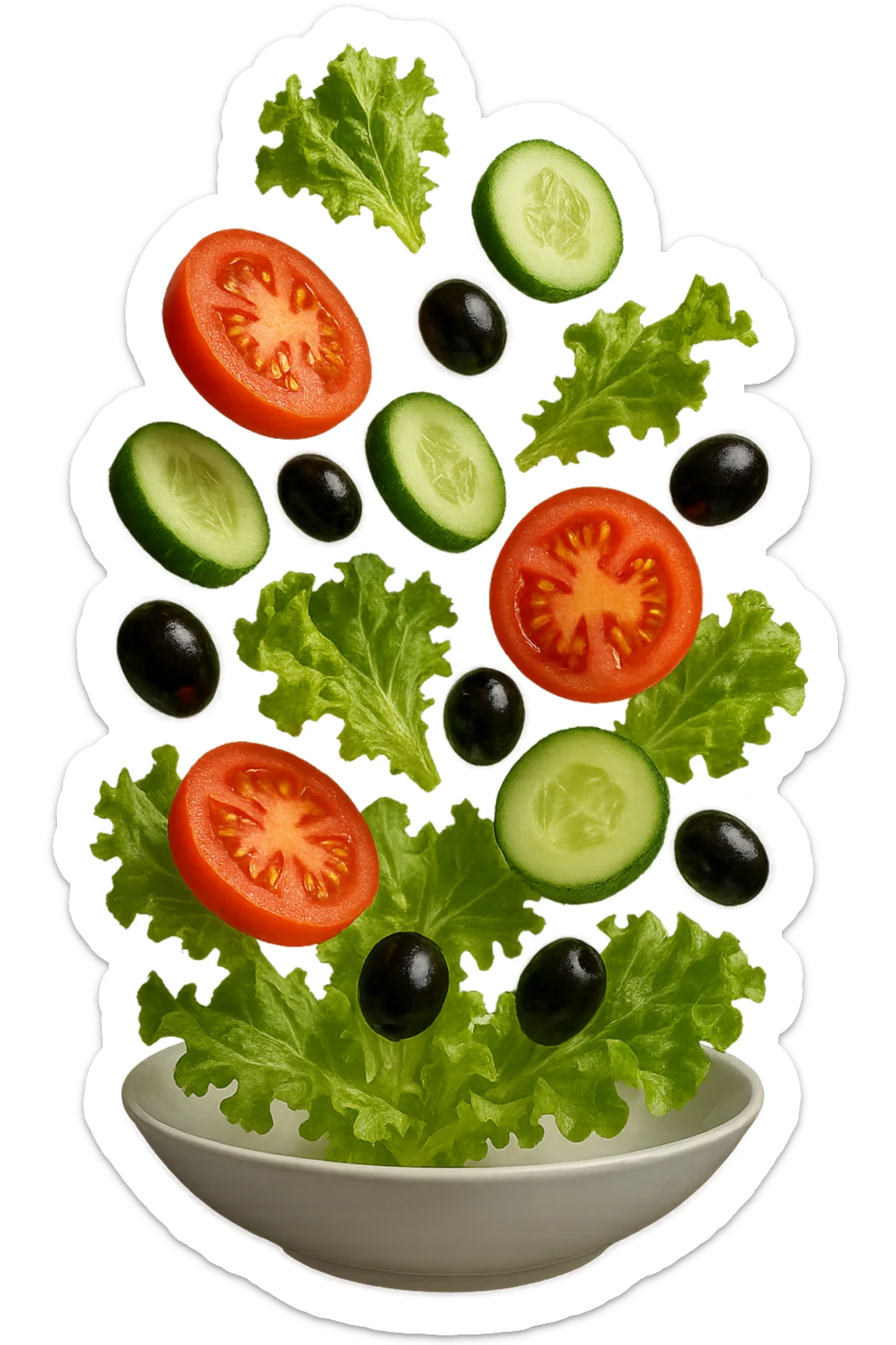 INSALATA FLUTTUA IN ARIA, iperrealistico 4k sticker