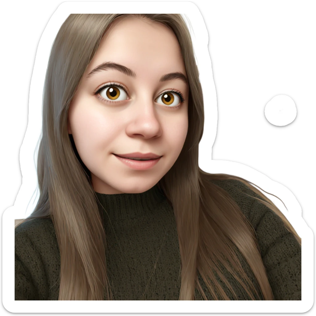 smiling girl in sweater sticker