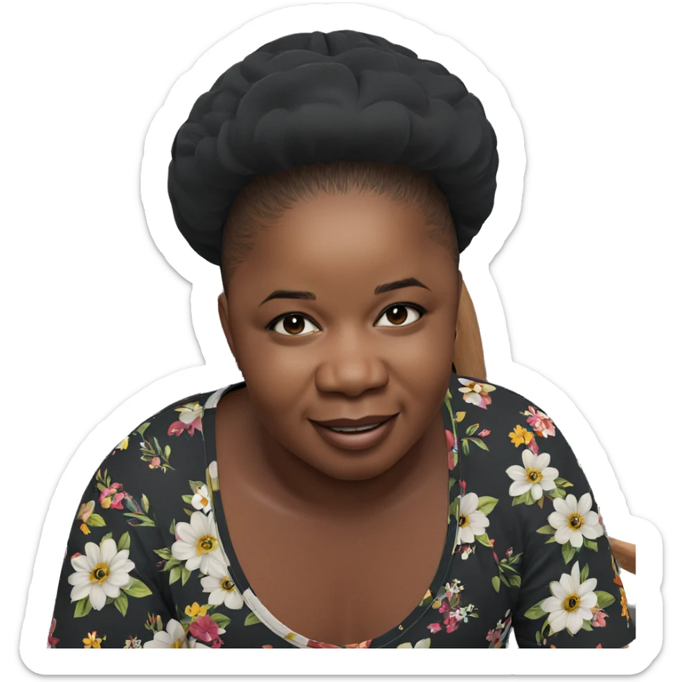 smiling boy in floral chair sticker