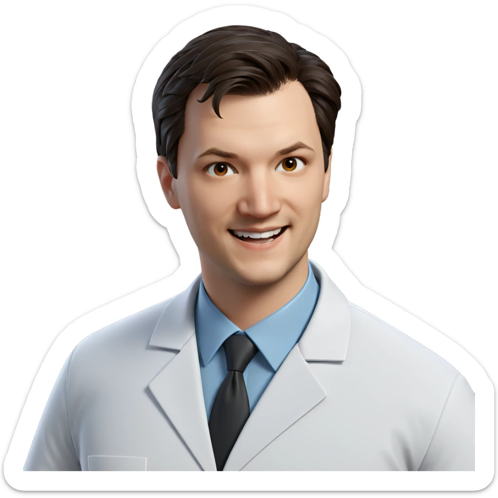 smiling doctor in labcoat sticker