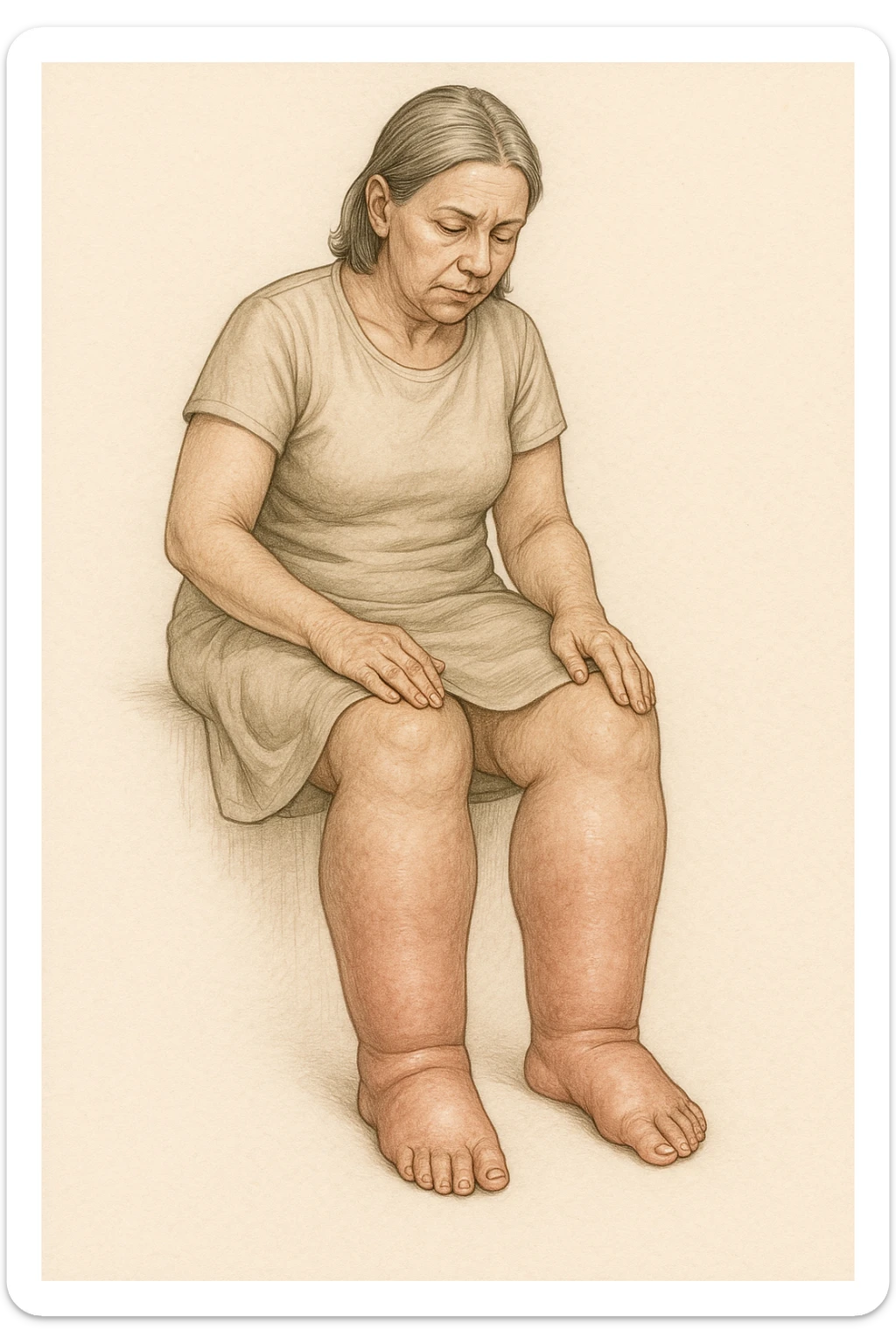 Donna con gonfiore sulle gambe sticker