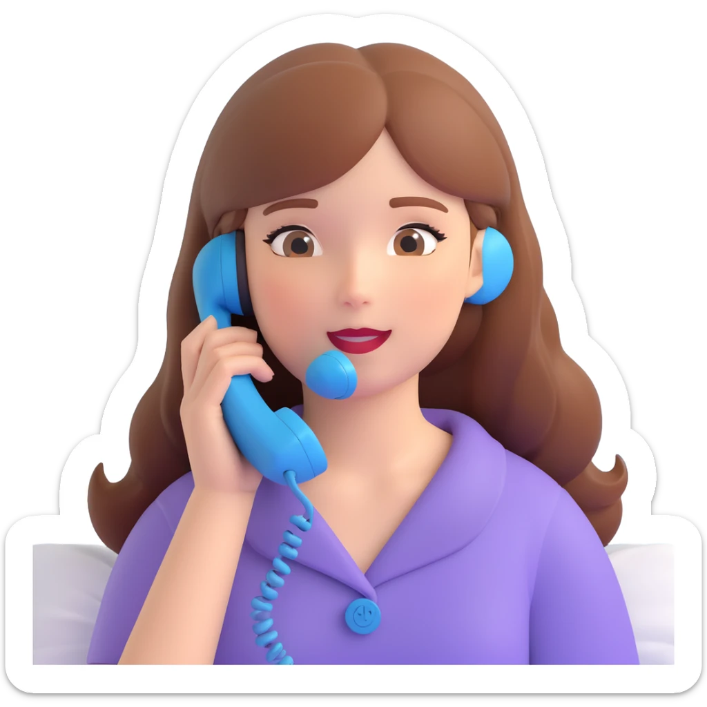 girl talking on phone bedroom background, close up pose sticker