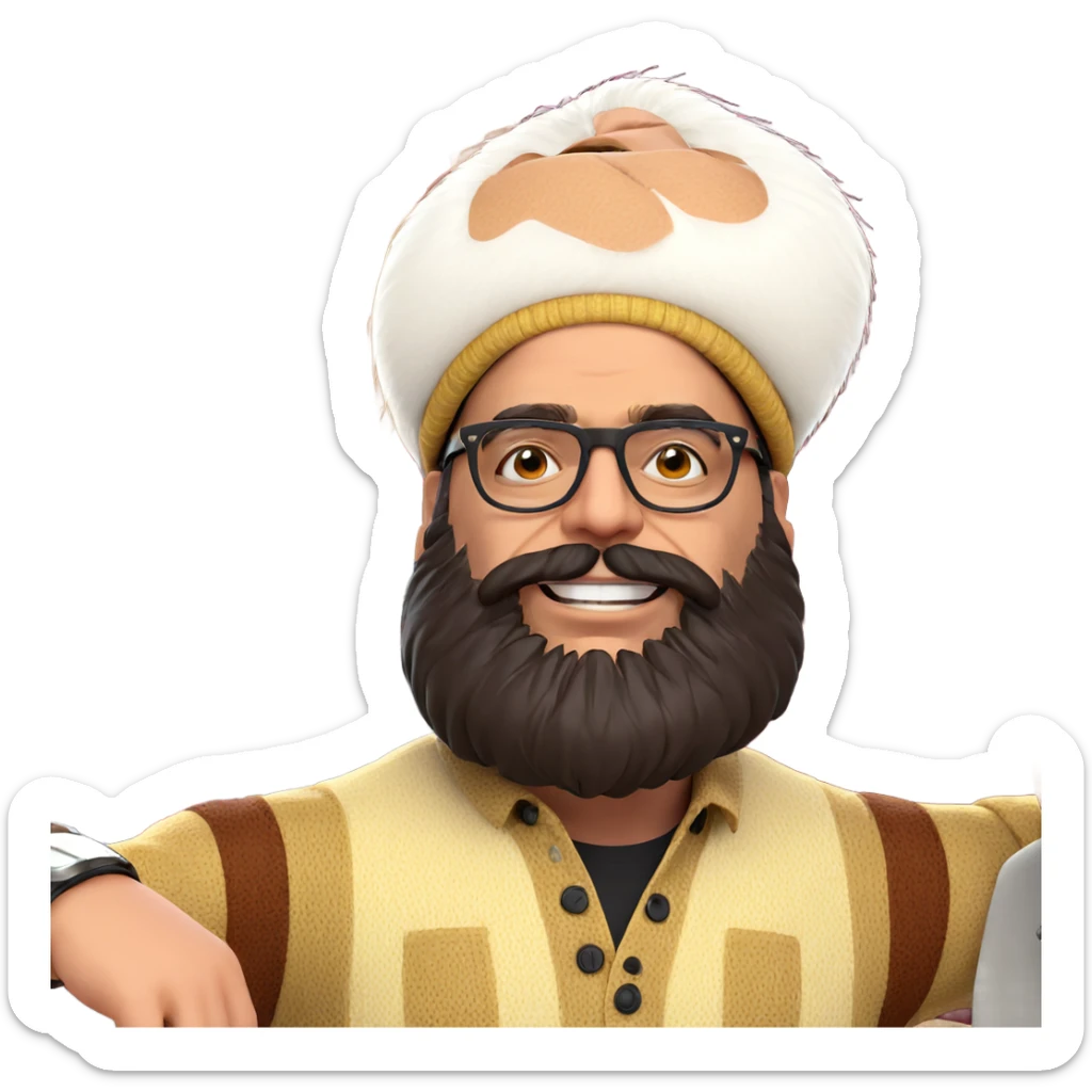 stylish man with glasses and hat sticker