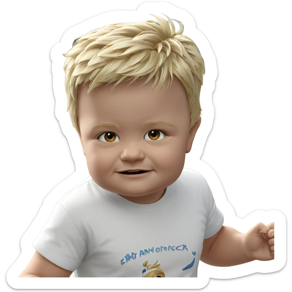 blonde boy in white shirt sticker